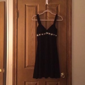 Macy’s black dress with detailed band